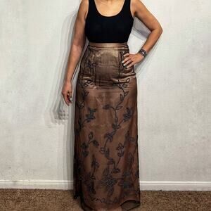Arianna By Rachel Kaye Black Floral Overlay Vintage Maxi Skirt Sz 8 NWT